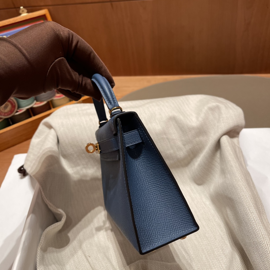 에르메스 미니 켈리백19 딥블루 금장 앱송